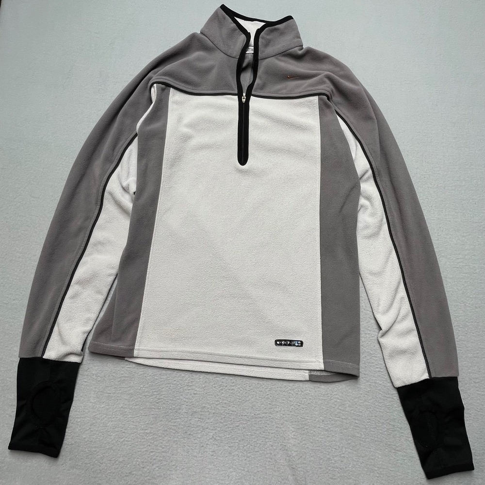 It's Nike Dri-FIT Quarter Zip Fleece Pullover Men's Gray White Black Athletic S
